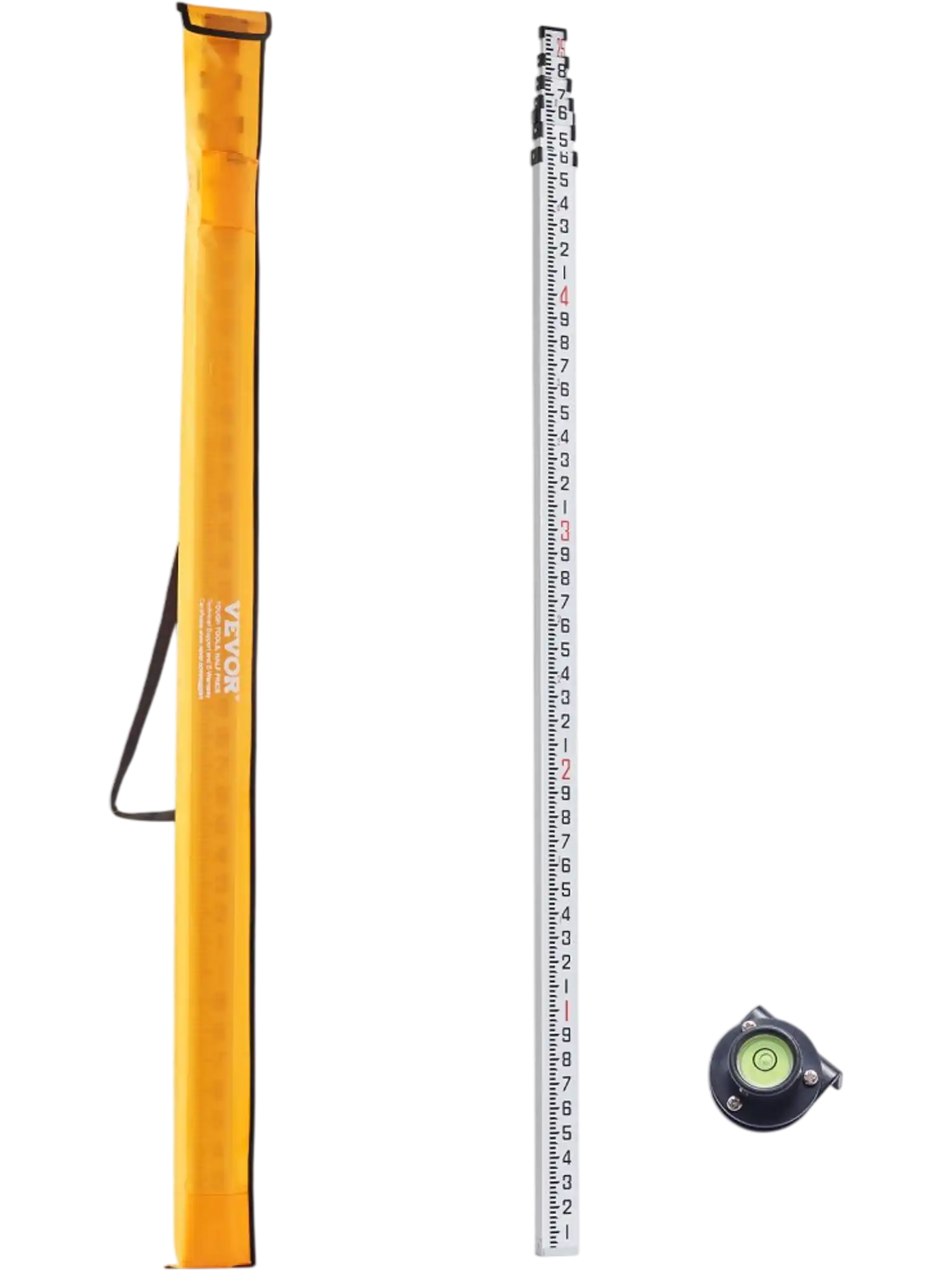 Vevor Measuring Rod 25' Telescopic Aluminum Grade Rod with Bubble Level and Carrying Bag New