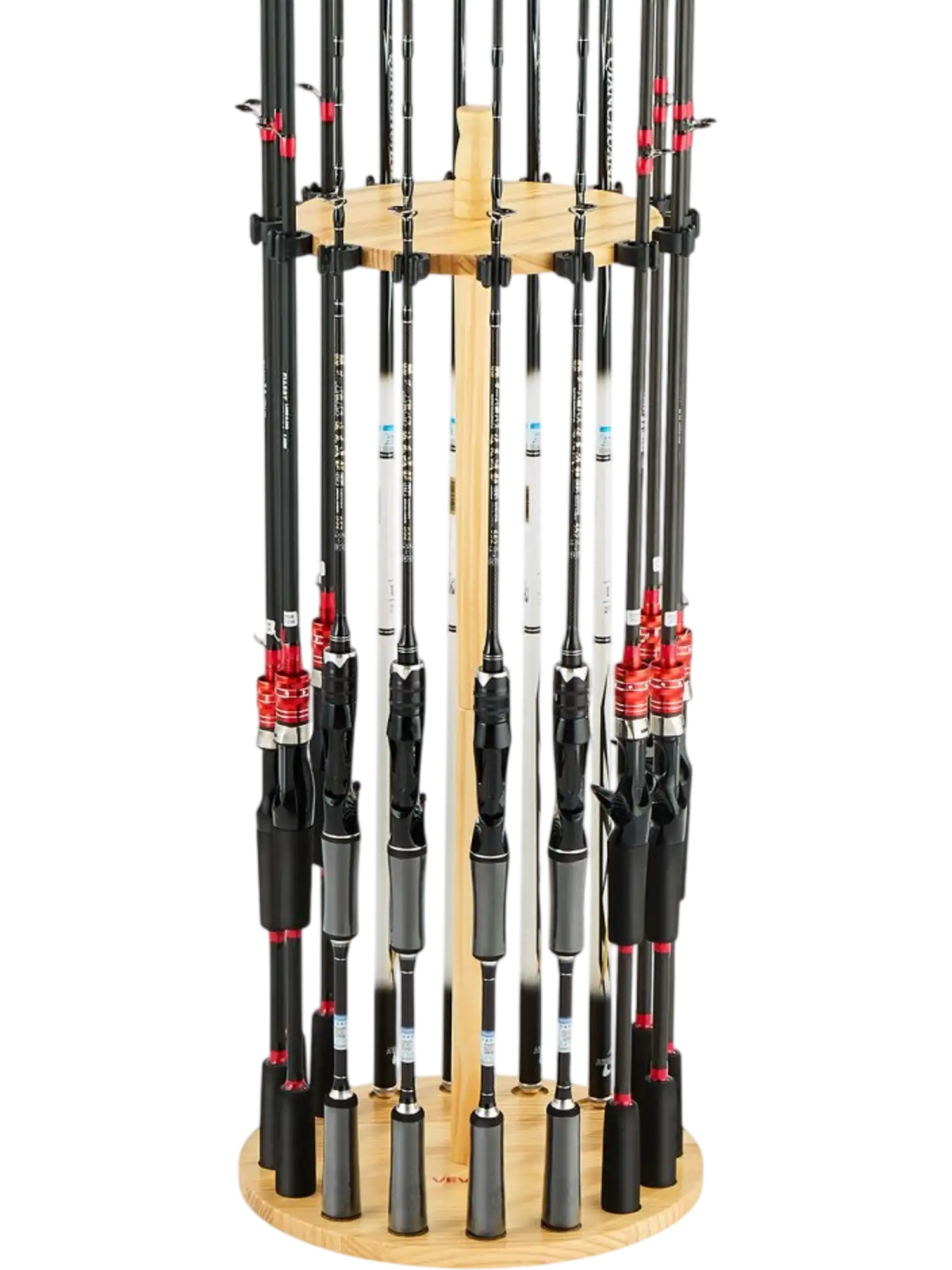 Vevor Fishing Rod Holder 16-Rod Wooden Floor Stand New
