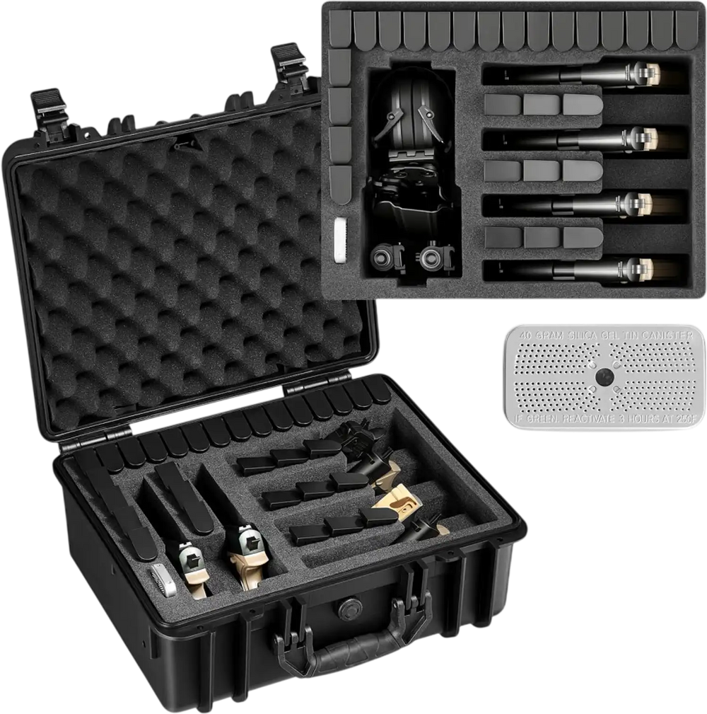 VEVOR Hard Pistol Case, Heavy Duty Hard Gun Case with XPE Foam Interior, Waterproof Pistol Storage Box with Customizable Lining & Handle for Gun, Lenses, Camera, Gear, TSA Compliant, 18.7x12.5x7.5 in