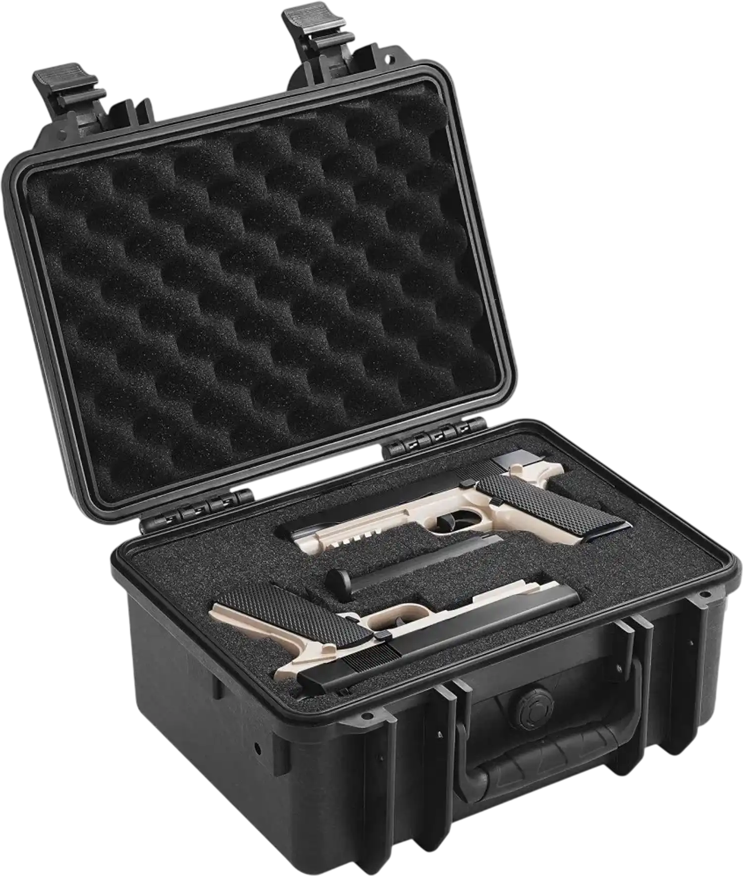 Vevor Hard Pistol Case Waterproof Lockable Pre-Cut Foam for 2 Pistols New