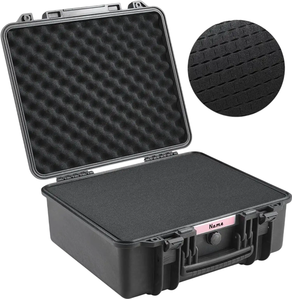 VEVOR Hard Pistol Cases with Pre-cut PU Foam, Waterproof & Dustproof Hard Gun Case for 6 Pistol, 19.3×17.1×8.3 in Lockable Pistol Case, Black