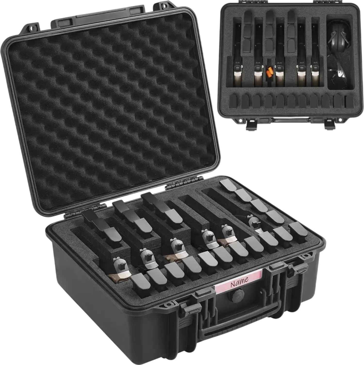 Vevor Hard Pistol Case Waterproof Lockable 6-Gun Storage Travel Case Black New