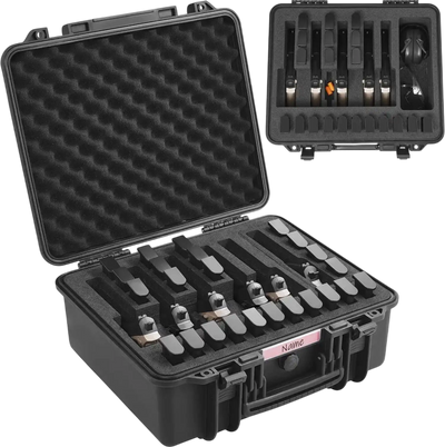 VEVOR Hard Pistol Cases with Pre-cut Lining, Waterproof & Dustproof Hard Gun Case for 6 Pistol, 19.3×17.1×8.3 in Lockable Pistol Case, Black