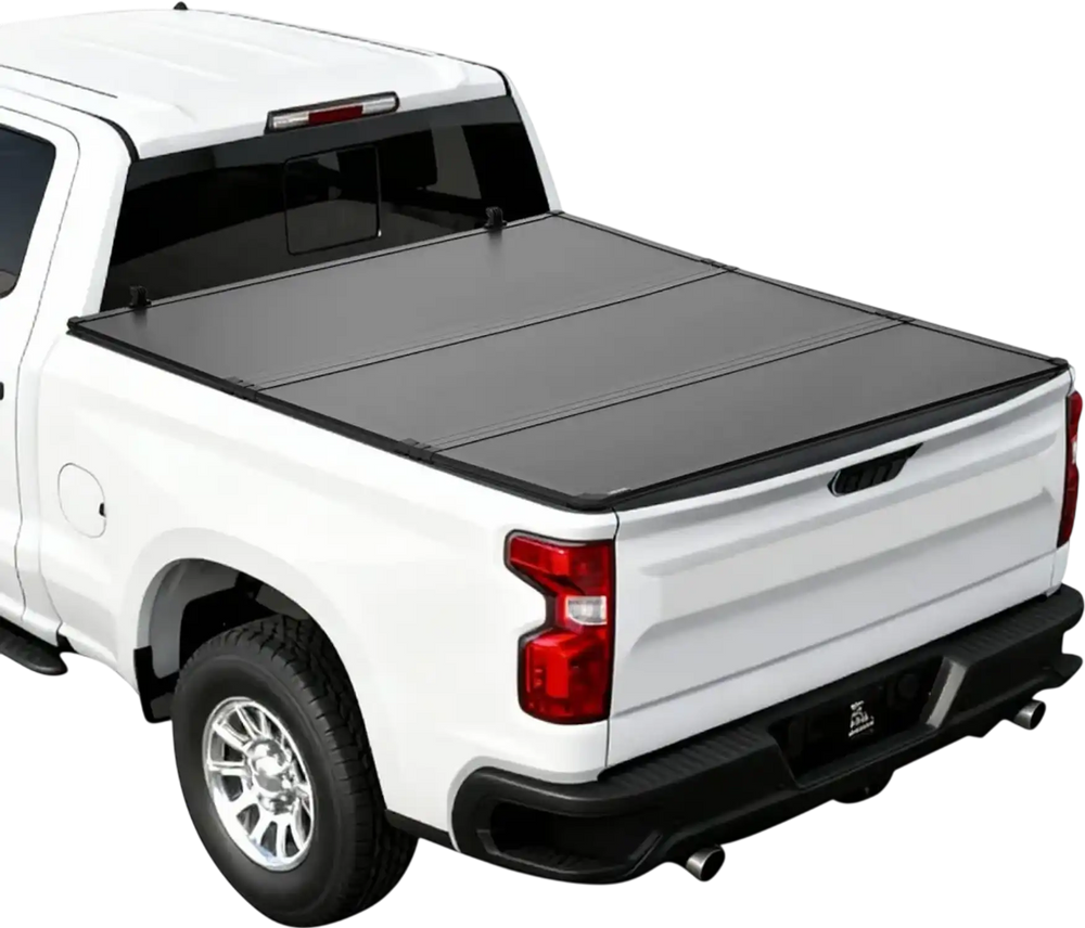 VEVOR Hard Tri-Fold Truck Bed Tonneau Cover, Compatible with 2007-2025 Chevy Silverado/GMC Sierra 1500 5.8 ft (69.3 in) Short Box (No CarbonPro Bed), Waterproof Fiberglass Folding Truck Tonneau Cover