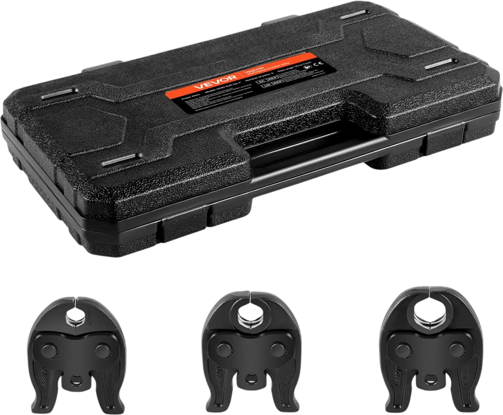 VEVOR VUS Press Jaws for 24KN Compact Series Press Tools, 3PCS Pressing Jaws 1/2", 3/4" & 1" - Compatible with ProPress Copper Pipes Connections, Includes Carrying Case
