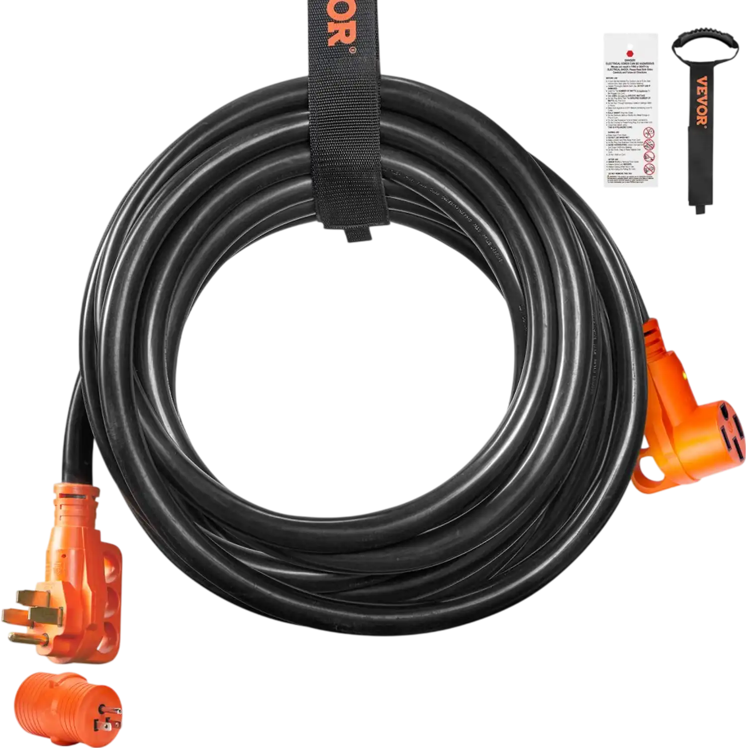 Vevor RV Extension Cord 25' 50 Amp Heavy Duty Power Cord with LED Indicator and 15A Adapter New
