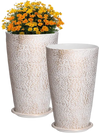 VEVOR Set of 2 Tall Outdoor Planters 21"H, Round Large Planters For Front Porch and Patio, Stone Finish Flower Tree Plant Pots