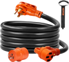 VEVOR 15 ft RV Extension Cord, 50 Amp, Heavy Duty STW RV Power Cord, NEMA 14-50R Female NEMA 14-50P Male Plug, with LED Indicator Handle 15A Adapter, for RVs, trams, generators, campers, ETL Listed