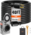 VEVOR 30 Amp Generator Cord and Power Inlet Box Kit, 40 FT, NEMA L14-30P/L14-30R STW 10 AWG Generator Power Extension Cord with Twist Lock Connector, Pre-Drilled Inlet Box for RV Outdoor, ETL Listed
