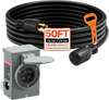 VEVOR 30 Amp Generator Cord and Power Inlet Box, 50 FT, 125/250V NEMA L14-30P to L14-30R Heavy Duty Extension Power Cord, SJTW 10 Gauge 7500W, Pre-Drilled Inlet Box, for Generator to House, ETL Listed