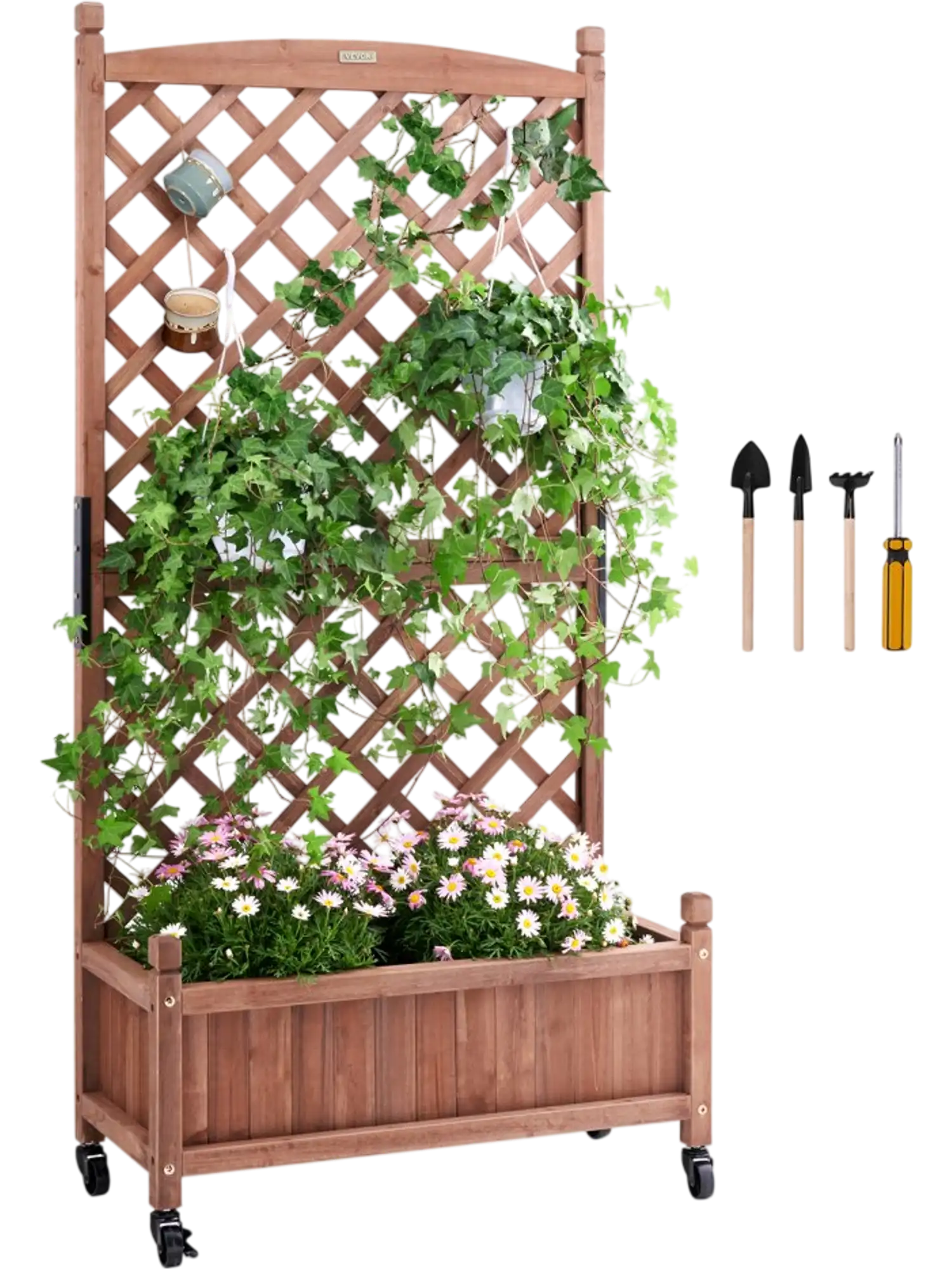 Vevor Raised Garden Bed with Trellis Outdoor Wood Planter Box 30