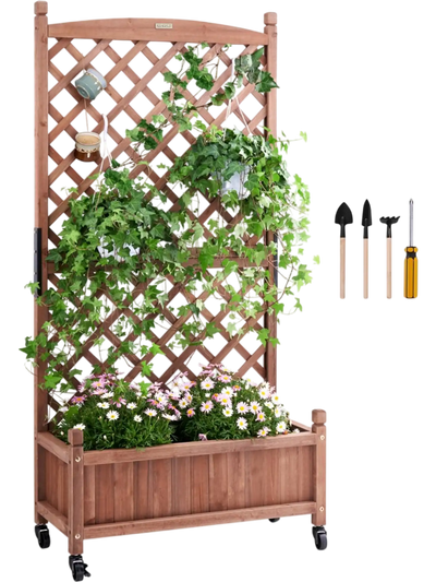 Vevor Raised Garden Bed with Trellis Outdoor Wood Planter Box 30