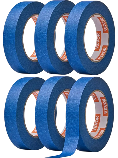 VEVOR Painters Tape, 1 Inch Wide (0.94 In x 60 Yds), 6 Rolls, Blue Painter Tape for Painting, Edge, Trim, Ceiling, Masking Tape Protects Surfaces and Removes Easily, DIY Craft Art, Labeling Decoration