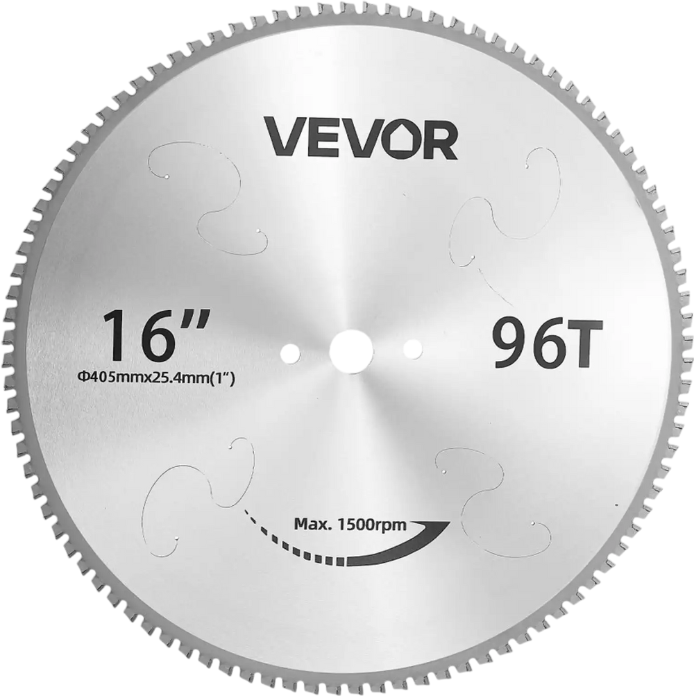 VEVOR Chop Saw Blade 16-in 96 Teeth Cermet-Tipped Metal Cold Cutting Blade, Compatible with Chop Saws, 4000 Cuts, Cutting Smooth Surfaces with No Burrs, Noise Reduction and Heat Dissipation Holes