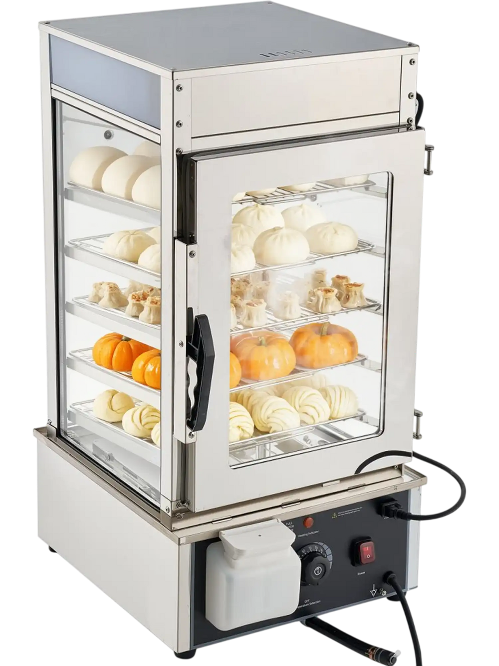 VEVOR 5-Tier Commercial Food Warmer Display, 1200W Food Display Warmer with LED Light, Adjustable Shelf & Stainless Steel Frame, 86℉~230℉ Steam Heating, 120L for Hamburger, Pizza, Bread, Fried Chicken