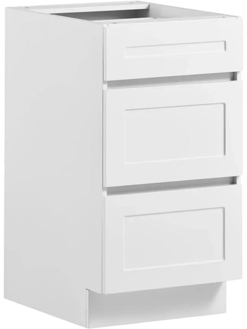 VEVOR White Shaker Base Cabinet Ready to Assemble, 18"W Unassembled Cabinet, 18" W x 24" D x 34.5" H, with 3 Drawers, Soft-Close Hardware, Fine Edge Banding, for Home, Office, and Laundry Room