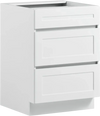 VEVOR White Shaker Base Cabinet Ready to Assemble, 24"W Unassembled Cabinet, 24" W x 24" D x 34.5" H, with 3 Drawers, Soft-Close Hardware, Fine Edge Banding, for Home, Office, and Laundry Room