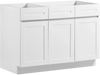 VEVOR White Shaker Base Cabinet Ready to Assemble, 48"W Unassembled Sink Base Cabinet, 48" W x 24" D x 34.5" H, with 3 Doors, Soft-Close Hardware, Fine Edge Banding, for Home, Office, and Laundry Room