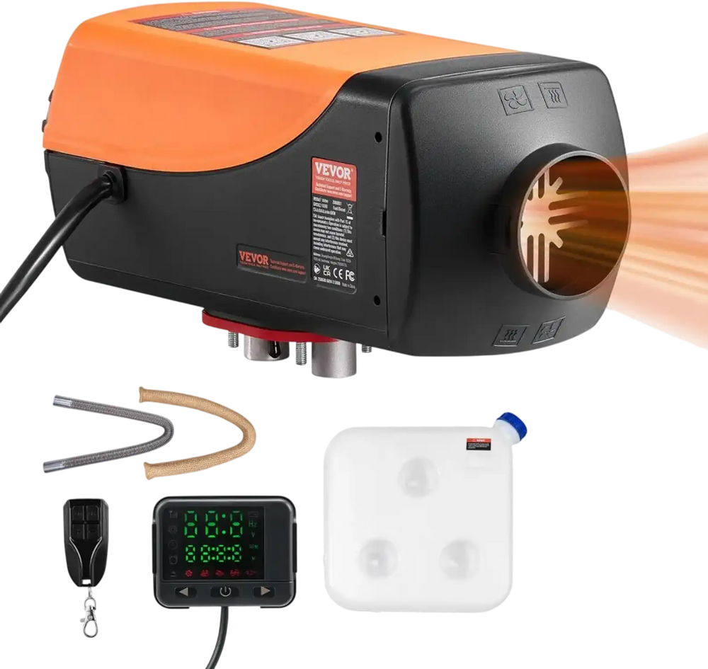 VEVOR Diesel Air Heater, 8 kW DC12-24V, Fast Heating Diesel Parking Heater with Remote Control and Color Digital Display, 10L Fuel Tank, Low Noise, Voice Announcement, for RV, Truck, Boat and Trailer