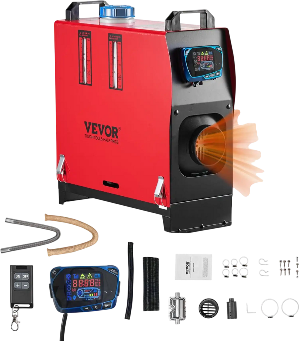 VEVOR Diesel Air Heater, 8 kW DC12-24V, Fast Heating Diesel Parking Heater with Remote Control and Blue LCD Switch, Low Noise, Pre-Heating Function, for RV, Truck, Camper, Van, Boat and Trailer