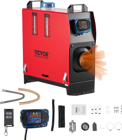 VEVOR Diesel Air Heater, 8 kW DC12-24V, Fast Heating Diesel Parking Heater with Remote Control and Blue LCD Switch, Low Noise, Pre-Heating Function, for RV, Truck, Camper, Van, Boat and Trailer
