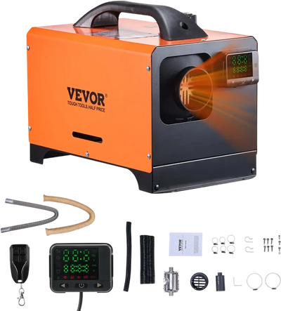 VEVOR Diesel Air Heater, 8 kW DC12-24V, Fast Heating Diesel Parking Heater with Remote Control and Square Color Digital Display, Low Noise, Voice Announcement, for RV, Truck, Camper, Boat and Trailer