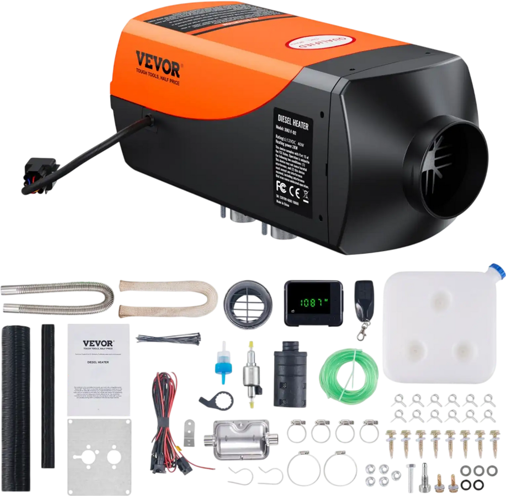 VEVOR Diesel Air Heater, 12V 2KW Diesel Heater with Remote Control and LCD Display, 10L Fuel Tank Diesel Parking Heater, Rapid Heating for RV Trailer Camper Van Boat