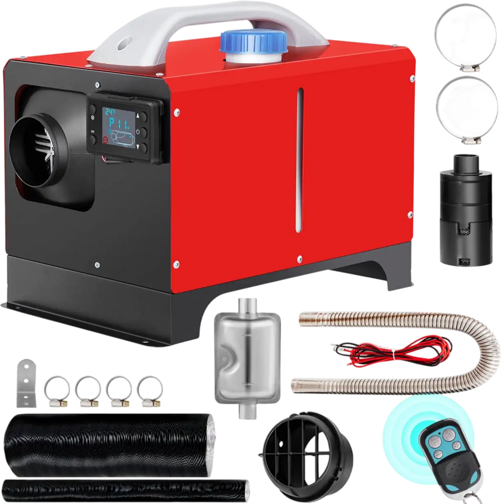 VEVOR Diesel Air Heater, 5KW 12V Parking Heater, Mini Truck Heater, Single Outlet Hole, with Black LCD, Remote Control, Fast Heating Diesel Heater, For RV Truck, Boat, Bus, Car Trailer, Motorhomes