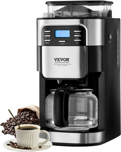 Vevor Coffee Maker 12-Cup Grind and Brew with 24-Hour Timer New