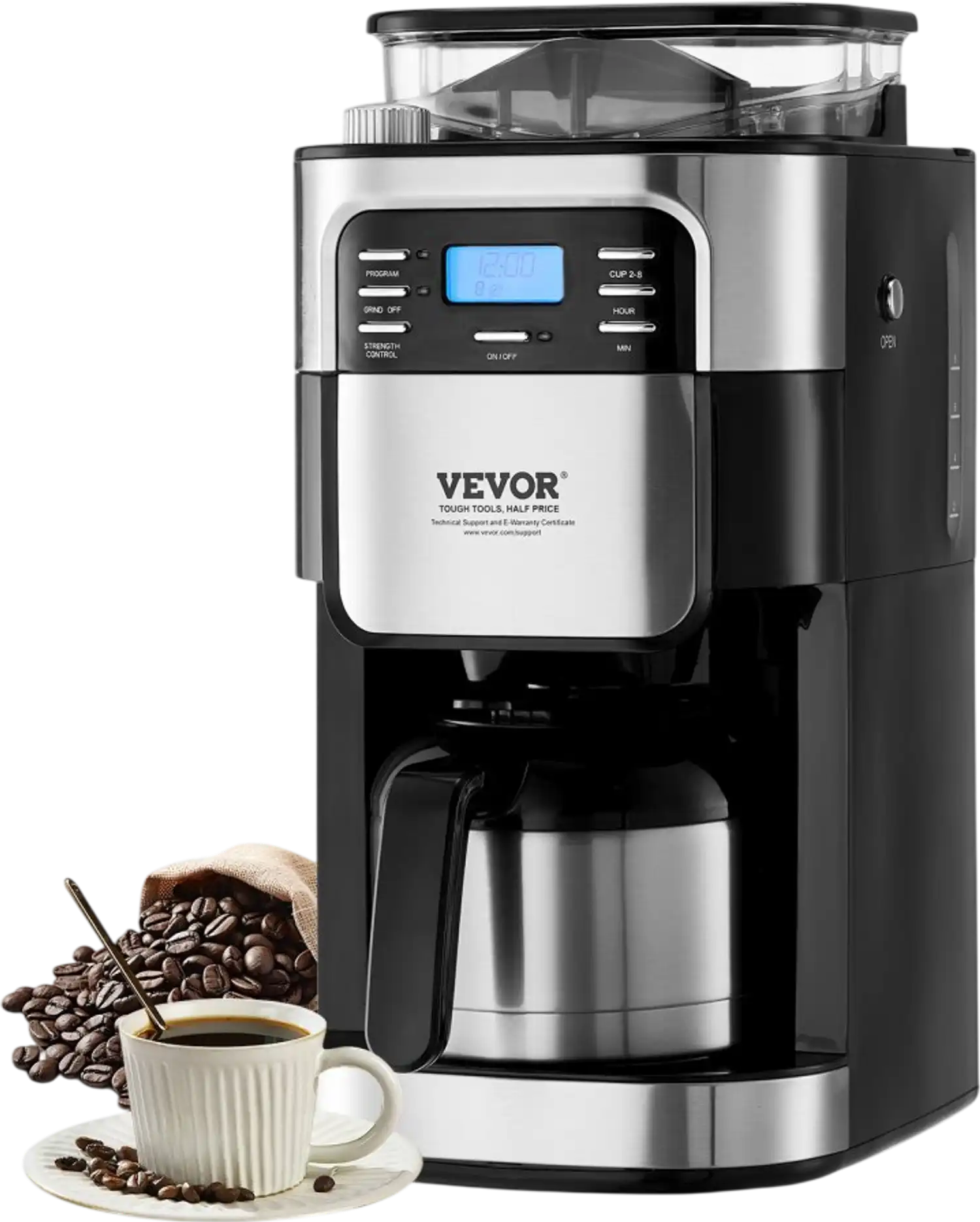 Vevor Coffee Maker 8-Cup Grind and Brew with 24-Hour Timer New