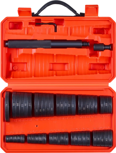 VEVOR Bearing Press Kit, 52 Pcs, Bearing Race and Seal Driver Set with 49 Bushings and Handle Shaft, Bushing Driver Tool Set, Heavy Duty Carbon Steel Removal Installation Tool Kit with Storage Case