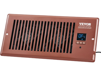 VEVOR Register Booster Fan, Quiet Vent Booster Fan Fits 4” x 10” Register Holes, with Remote Control and Thermostat Control, Adjustable Speed for Heating Cooling Smart Vent, Brown