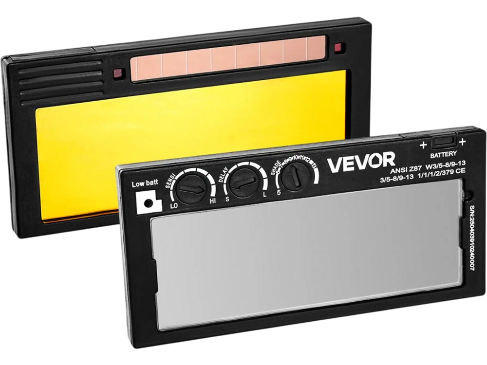 VEVOR Auto Darkening Welding Lens 4.25" x 2", Shade 5-13 Adjustable True Color Welding Lens with Dual Arc Sensors & Gold Coating, Compatible with Most Welding Helmets for TIG, MIG, MMA Applications