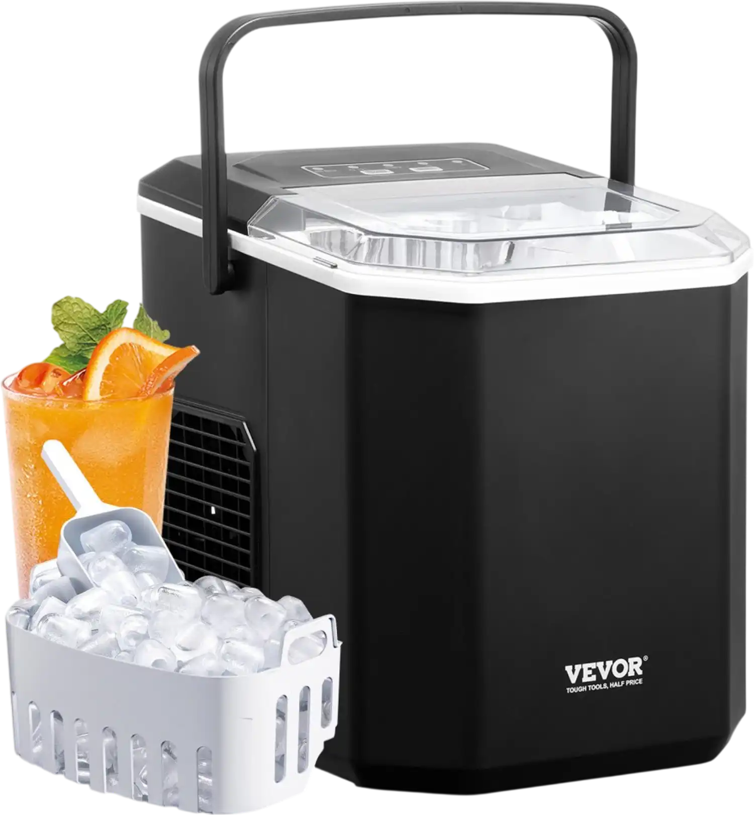Vevor Ice Maker Self-Cleaning Countertop Portable 26 lbs/day Black New
