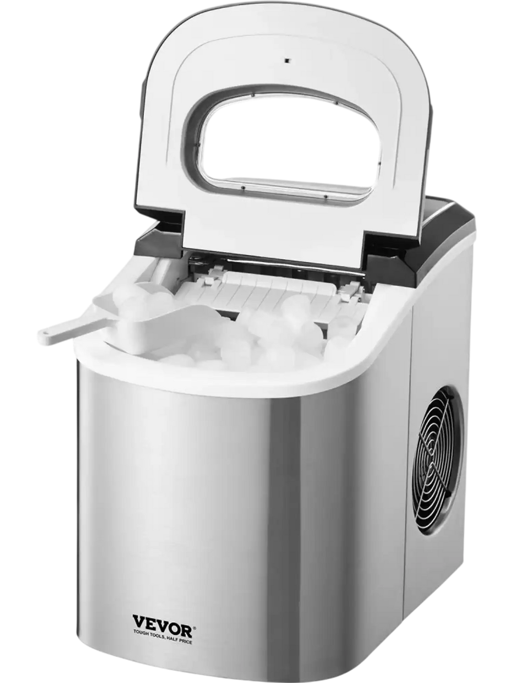 VEVOR Countertop Ice Maker, 9 Cubes Ready in 6 Mins, 33lbs in 24Hrs, Self-Cleaning Portable Ice Maker with Ice Scoop and Basket, Ice Machine with 2 Sizes Bullet Ice for Home Kitchen Office Bar Party