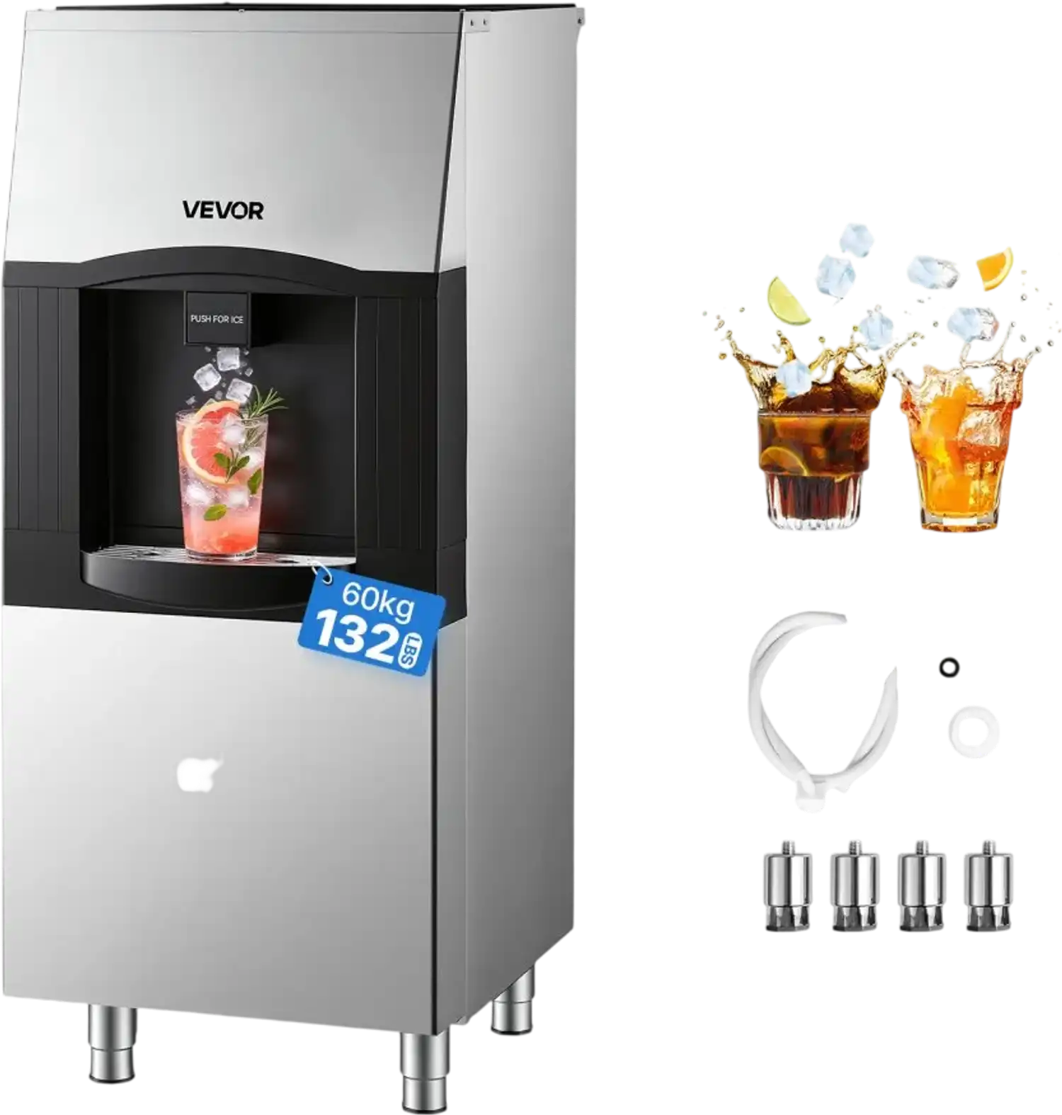 Vevor Ice Dispenser Commercial 132 lbs Ice Storage Bin with Automatic Dispensing New