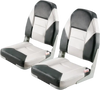 VEVOR Boat Seat, High Backrest, Folding Fishing Boat Seat with Thickened Sponge Cushion & Waterproof PVC Leather, Aluminum Alloy Hinges, Flip Up Boat Seat for Boats, Yachts, Ships, Black & Grey