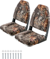 VEVOR Boat Seat, High Backrest, Folding Fishing Boat Seat with Thickened Sponge Cushion & PU Polyester Fabric, Aluminum Alloy Hinges, Flip Up Boat Seat for Boats, Yachts, Ships, Camouflage (2 Seats)