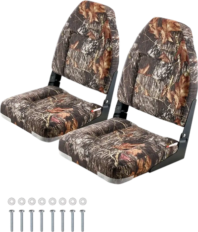 Vevor Boat Seat High Back Flip-Up Camouflage 2-Piece Set New