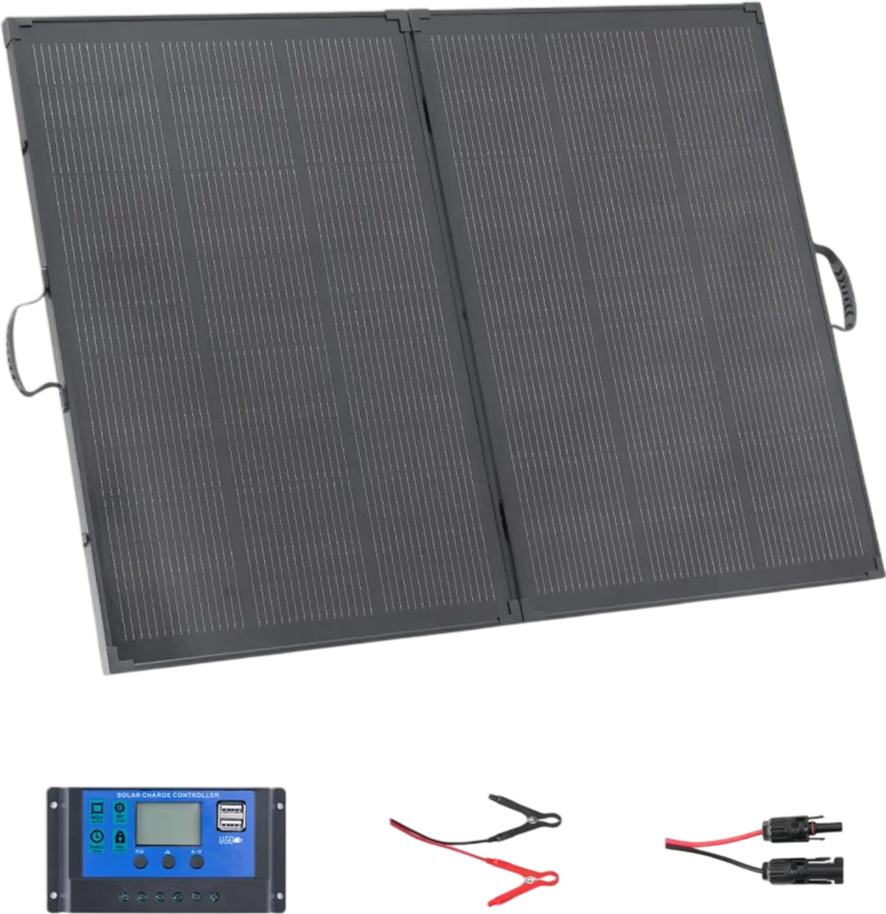 VEVOR 200W Foldable Solar Panel with Frame, 23% High-Efficiency Portable Monocrystalline Solar Panel Charger with 30A PWM Controller & MC4 Output, IP67 Waterproof for Camping, Hiking, RV Trips