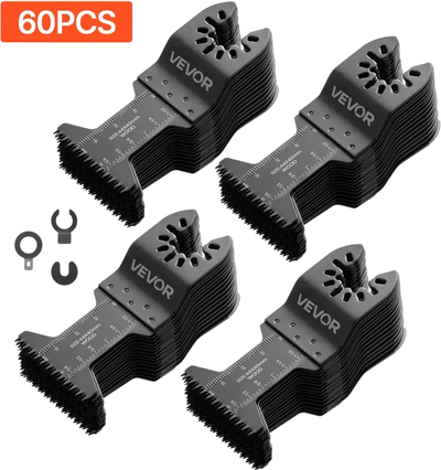 VEVOR 60PCS Oscillating Saw Blades Japanese Teeth, Universal Quick Release Oscillating Multi Tool Blades, Multitool Tool Blades for Wood Plastic PVC, Compatible with Dewalt Milwaukee Bosch Craftsman