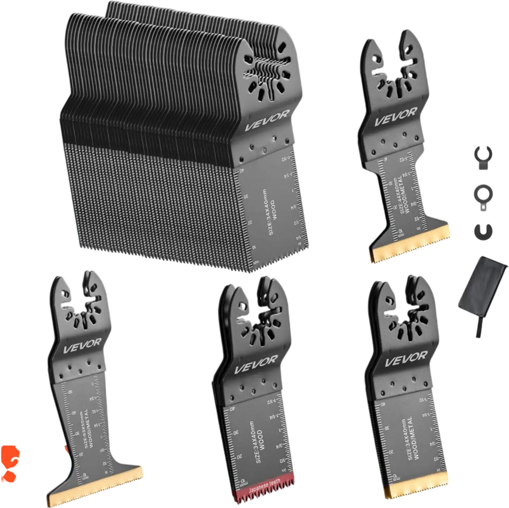 VEVOR 60PCS Oscillating Saw Blades, Universal Quick Release Multi Tool Blades Kits, 5 Types Oscillating Multitool Blades for Wood Plastic Metal, Compatible with Dewalt Ryobi Milwaukee Bosch Craftsman