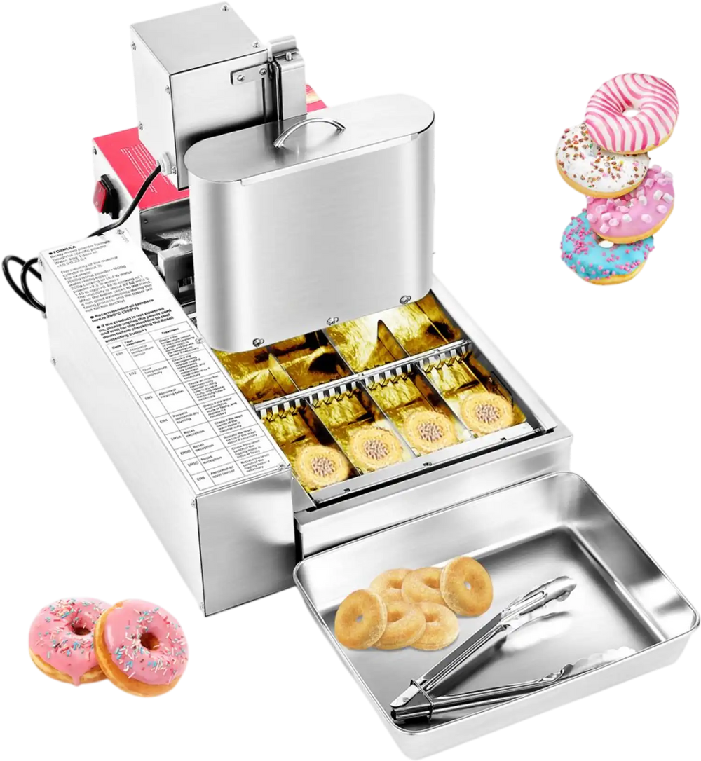 VEVOR Commercial Automatic Donuts Machine, 4 Rows Donuts Making Equipment, 240 pcs/hour Electric High Power Doughnut Maker, Stainless Steel Frying Auto Fryer, with Intelligent Control