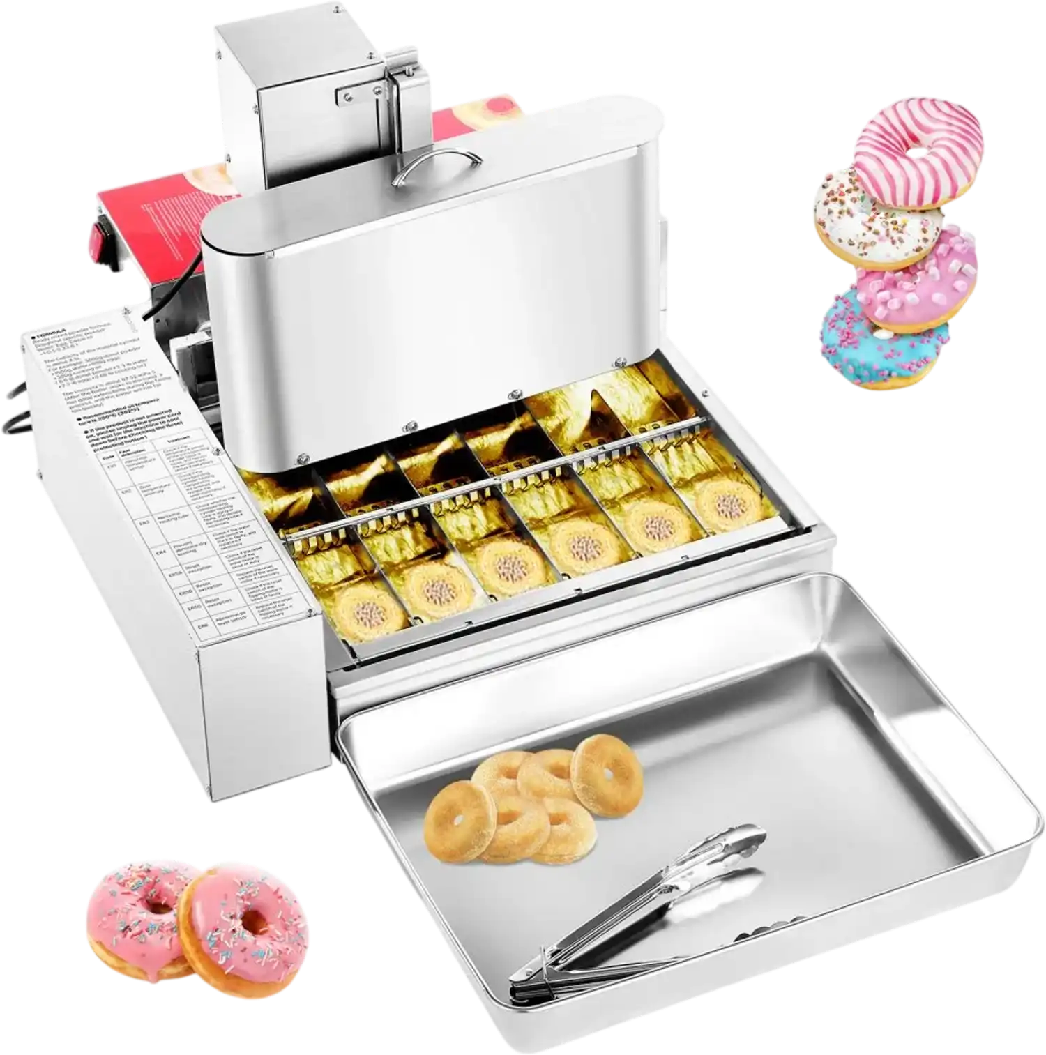 Vevor Donut Maker Commercial Automatic 6-Row 360 pcs/hour Stainless Steel New