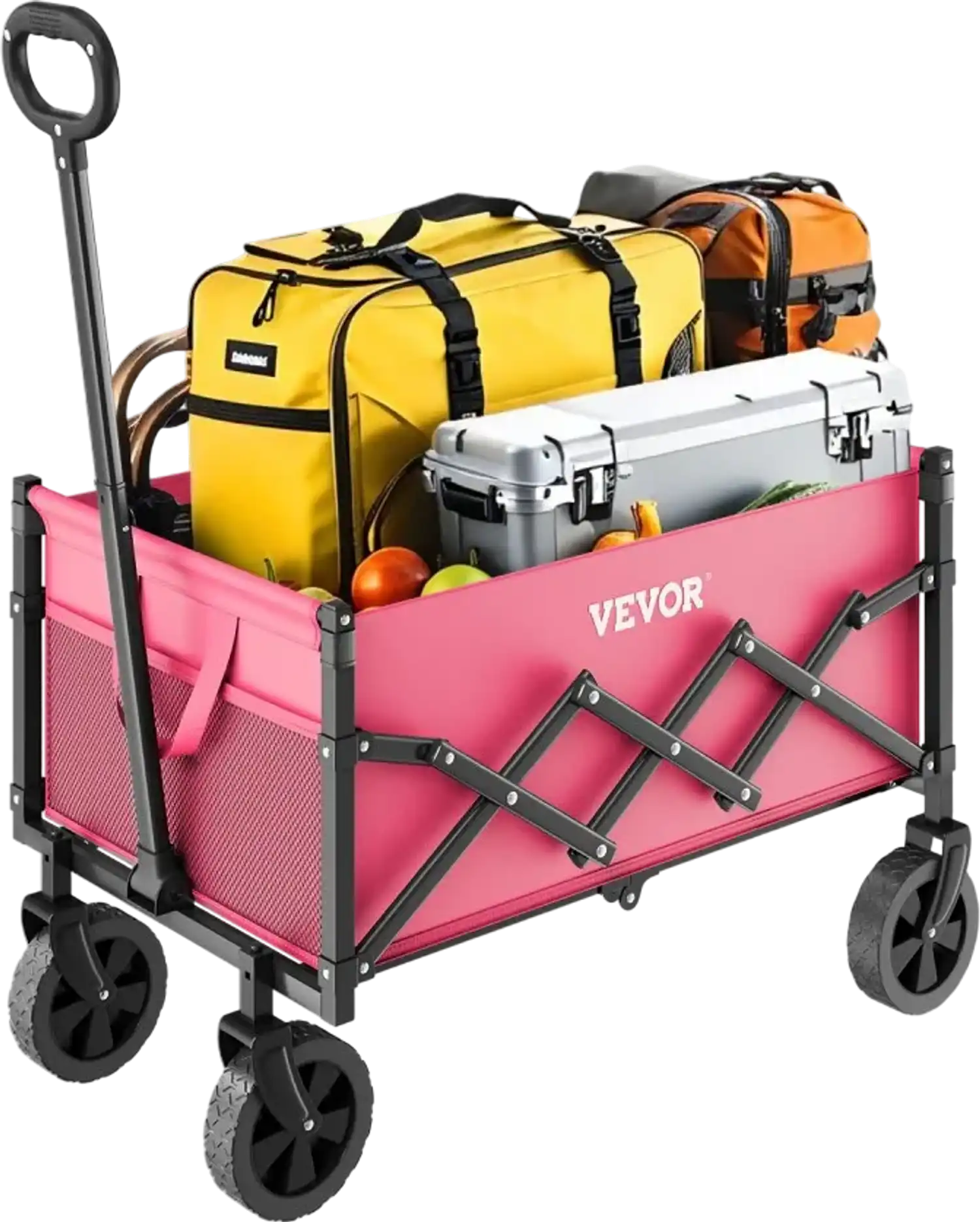 Vevor Folding Wagon Collapsible Outdoor Utility Cart 225 lbs 120L Pink New