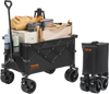VEVOR Collapsible Folding Wagon, 220 L Beach Wagon Cart with All-Terrain Wheels, Heavy Duty Folding Wagon Cart Max 330 lbs with Drink Holders, Sports Wagon for Camping, Shopping, Garden