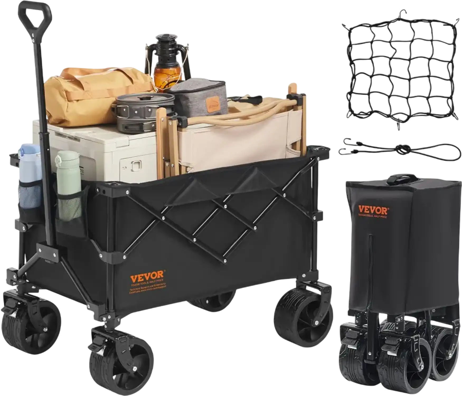 Vevor Folding Wagon Collapsible 113 L Beach Cart with All-Terrain Wheels New