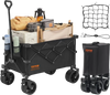 VEVOR Collapsible Folding Wagon, 113 L Beach Wagon Cart with All-Terrain Wheels, Heavy Duty Folding Wagon Cart Max 250 lbs with Drink Holders, Sports Wagon for Camping, Shopping, Garden