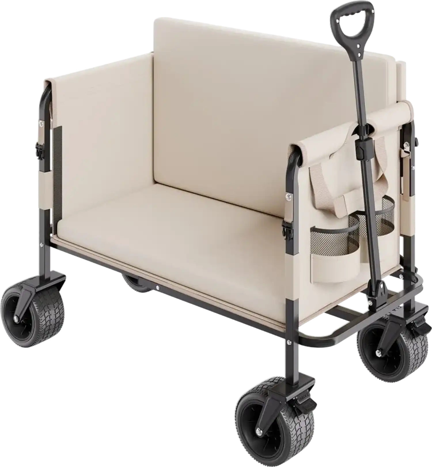 Vevor Wagon Cart Convertible Folding Bench Seat 550 lbs 220L Khaki New