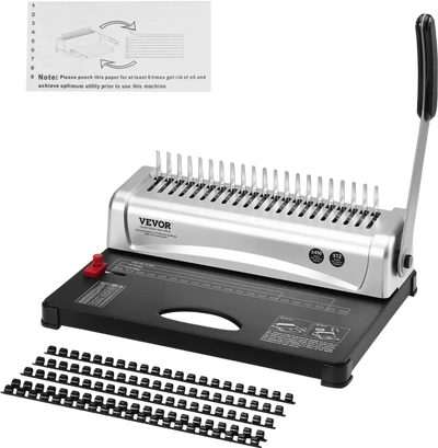 Vevor Binding Machine 21-Hole Comb Binder for Letter A4 A5 450 Sheets New